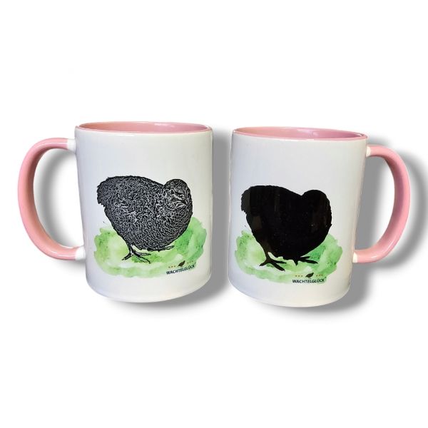 Tasse schwarze-Wachtel pink Wachteltasse